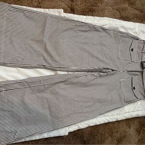 Loft horn buckle Striped cropped Trousers in White and Brown!  So cute!